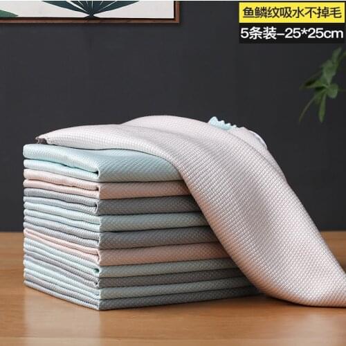 10Pcs Kitchen Anti-Grease Wiping Rags Efficient Fish Scale Wipe Cloth Cleaning Cloth Home Washing Dish Cleaning Towel