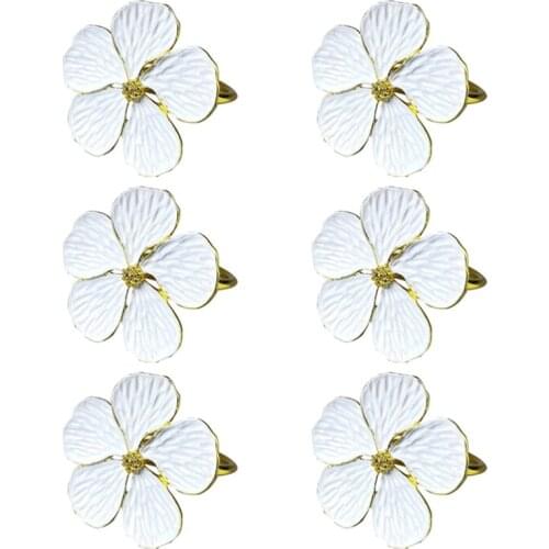 6Pcs Flower Napkin Ring,Floral Serviette Buckles Napkin Holder Dining Tables Setting Decor for Wedding Banquet Christmas