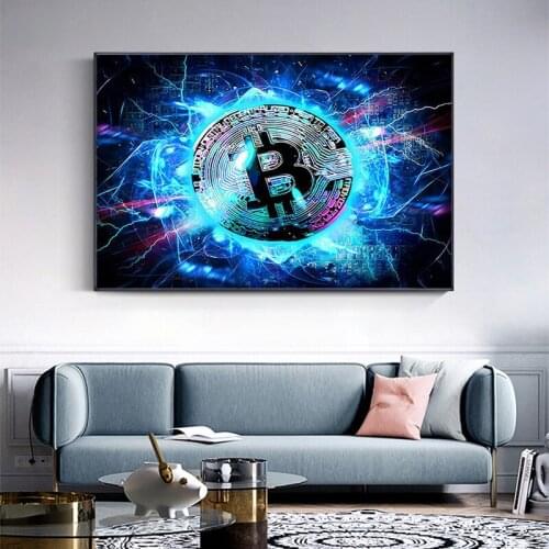 Modern Art Abstract Bitcoin Prints Canvas Painting Wall Art Posters and Pictures for Home Living Room Decor No Frame