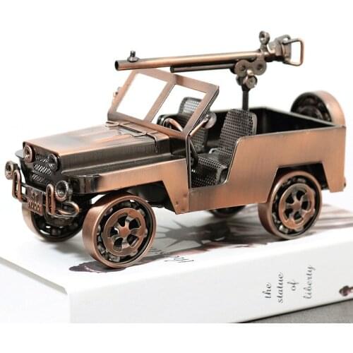 Desk Accessories Wrought Iron Decorative Bronze Chariot Jeep Styling Home Decor Sculpture,Office Decoration,Figurine