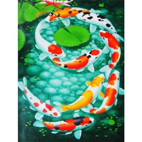 5D DIY Diamond Painting Fish Picture of Rhinestones Mosaic Diamond Embroidery Full Animals Cross Stitich Home Decor Diamond Art