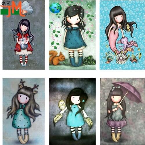 Diy Diamond Embroidery Cartoon Girl Pattern Full Square Round Drill 5D Diamond Painting Cross Stitch Rhinestone Mosaic Kids Gift