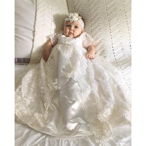 Baby Christening Dress White Newborn Snow White Baby Dress Baby Girl 1 Year Birthday Dress Long Sleeve Baby Baptism Dresses