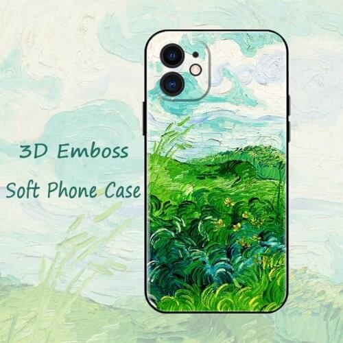 For Xioami Mi 11 Lite Mi11 Ultra 11Lite 11Ultra Case Cover Xiomi Mi8 Mi9 Smart Phone Bag 3d Art Relief Emboss Flower Grass Coque