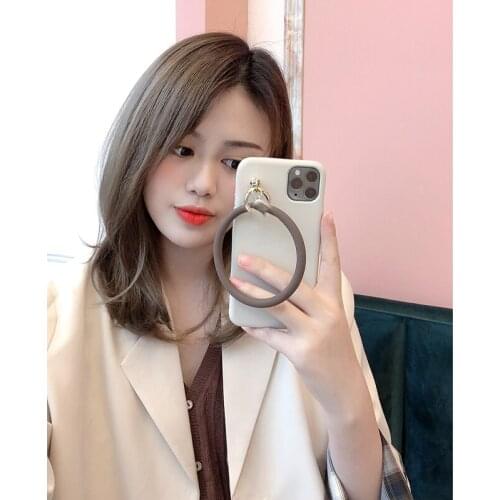 Korea Luxury Fashion Big Circle Hand Ring Holder Bracelet PU Case Cover For iphone X XR XS 11 Pro MAX 6 6S 7 8 Plus SE 2020