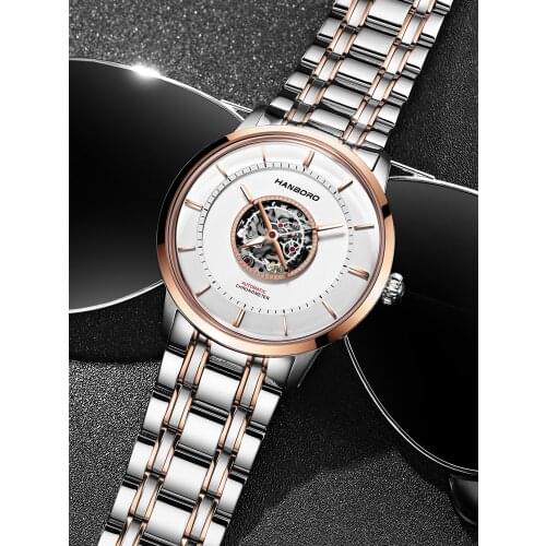 HANBORO Mens Stainless Steel Watch