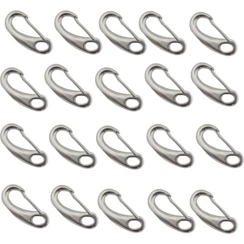 20Pcs/lot 50mm Boat Marine Stainless Steel Egg Shape Spring Snap Hook Clips Quick Link Carabiner Buckle for yacht accessories