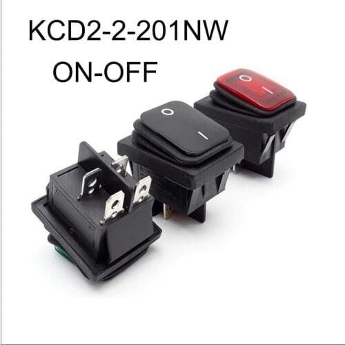 KCD2-2-201NW ON-OFF Waterproof Latching Rocker Toggle Switch IP55 4Pin 2Position AC250V/16A LED illuminated Hot Sale Low Price