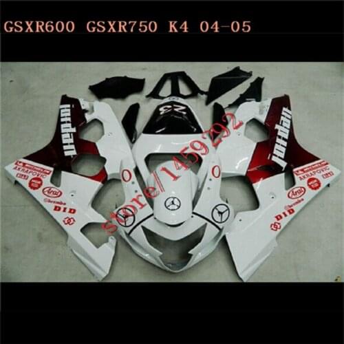 Fairing kits for A GSXR600 750 GSXR600 GSXR 750 K4 DAKE mold 2004 2005 white red black Fairings bodykit