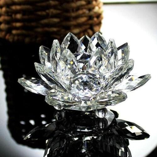 Quartz Crystal Lotus Flower Crafts Glass Paperweight Fengshui Ornaments Figurines Home Wedding Party Decor Gifts Souvenir #P2