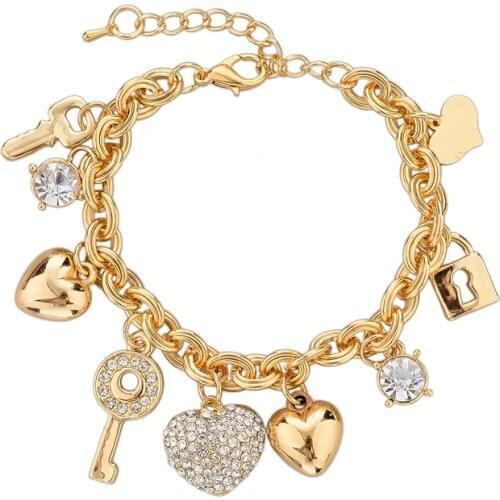 Amour nouveauté bijoux coeur bracelets porte-bonheur & bracelets couleur or bracelets pour femme Pulseras Bracelet SBR140221GD