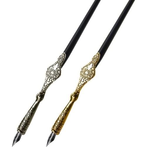 1PC Metal Carved Craft Script Antique Dip Pen Oblique Calligraphy Pen Holder