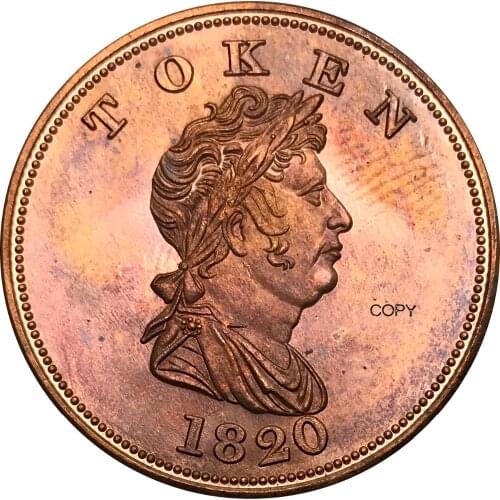 North West Company Unholed Token 1820 Red Copper Copy Coins