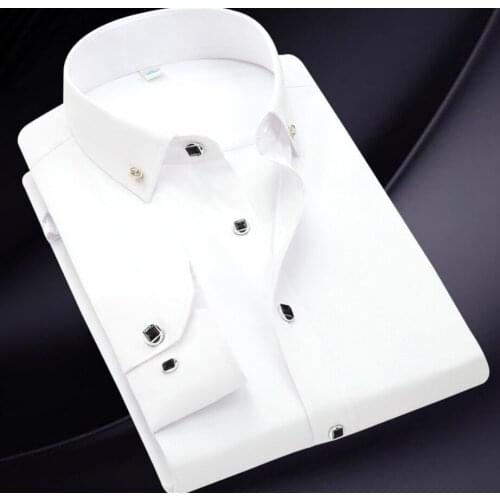 2021 Hot Sales 8 Colors Solid Slim Fit Shirts For Men Cotton Formal Office Full Sleeve High End Mens Dress Shirt Men Suitss