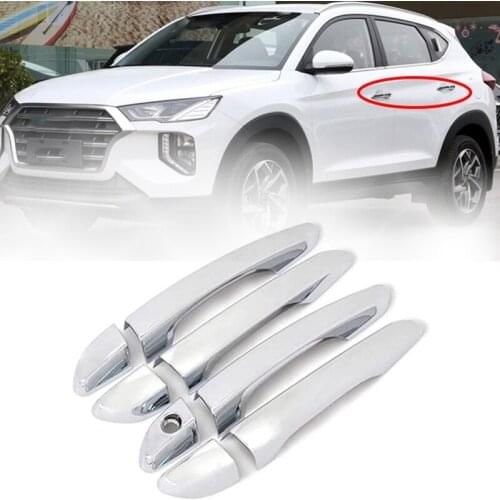 Car Door Handle Cover Trim Molding Catch Overlay Sticker Accessories for Hyundai Tucson TL 2015- 2019 Silver