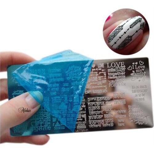 New Design Nail Art Plate Stamp Stamping Letter Rectangle Stainless Steel DIY Nail Polish Print Manicure Nail Stencil Template