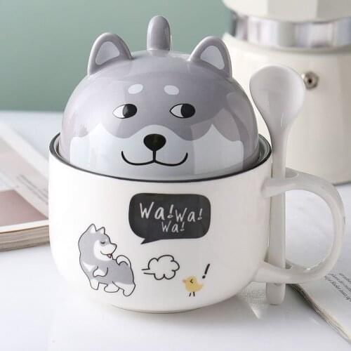 Super Cute Super Cute Girl Large Capacity Coffee Mug Personality Creative Trend Couple Ceramic Cup with Cover Spoon