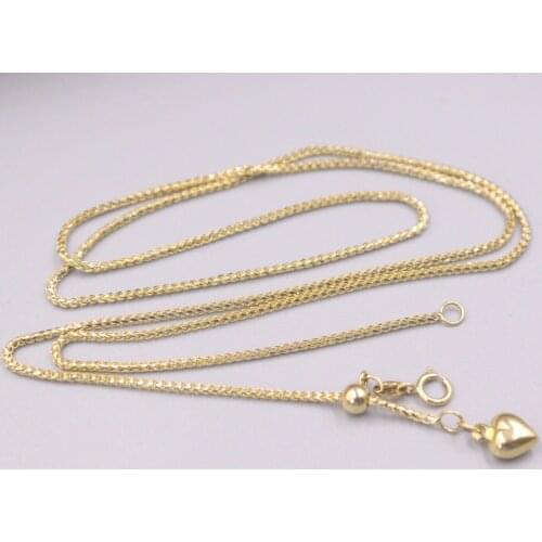 Au750 Real 18K Yellow Gold Chain Neckalce For Women Female 1.2mm Shiny Wheat Choker Gold Necklace 22''L Gift