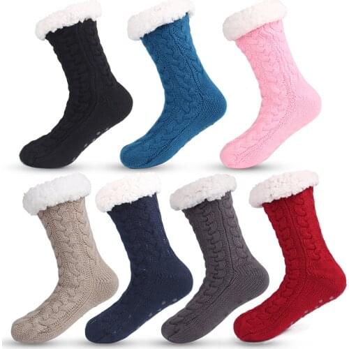 Plush Velvet Knitted Socks Winter Warm Cashmere Fur Thicken Thermal Non-slips Socks Casual Boots Floor Sleeping Socks Christmas