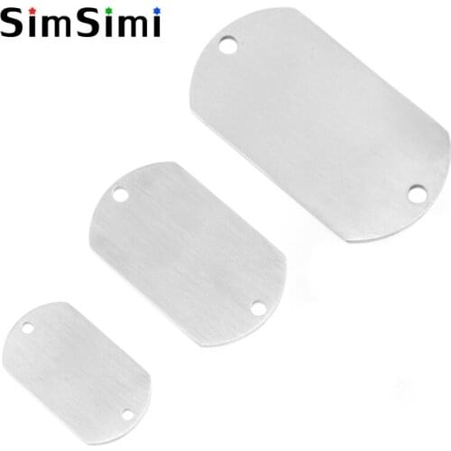 50pcs double loop hole matte surface Pendant brush polish crafts mens Dog tag 1.1x1.9inch stainless steel Pendants wholesale