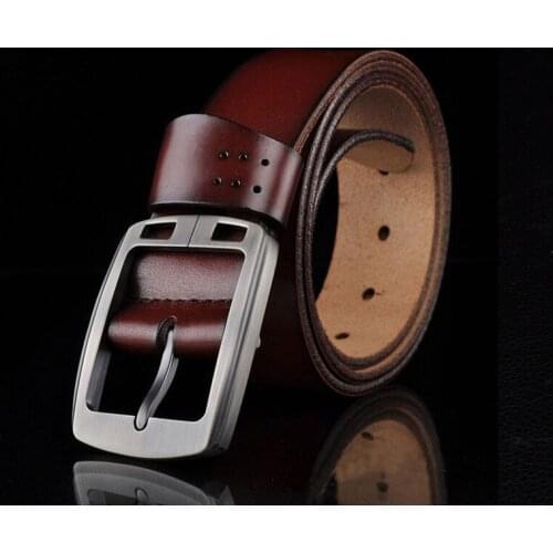 2021 Vintage style pin buckle cow genuine leather belts for men high quality mens belt Hip Hop Strap Thin For Jeans NS28