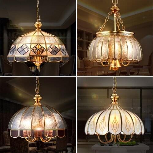 European Copper Luxurious Pendant Lights Restaurant Modern Living Room American Retro Bedroom Hanging Lamps Dining Room Lighting