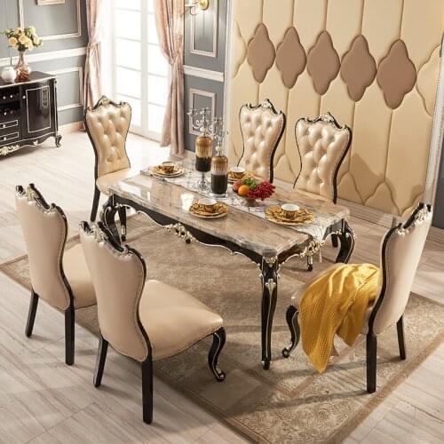 Baijia Huiou 6 people American high end luxury solid wood villa table dining chair combination