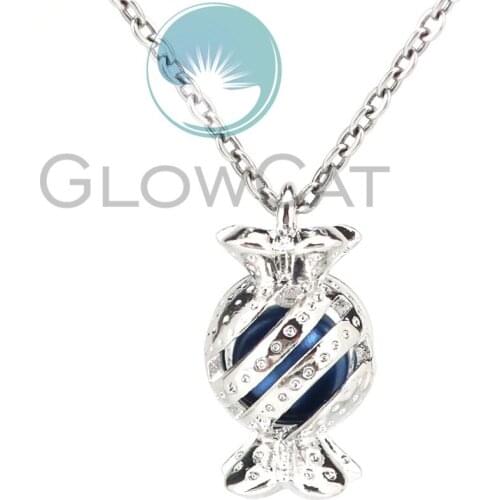 Silver Candy Beads Cage Locket Pendant Perfume Diffuser Pearl Cage Necklace Christmas Gift KK1209