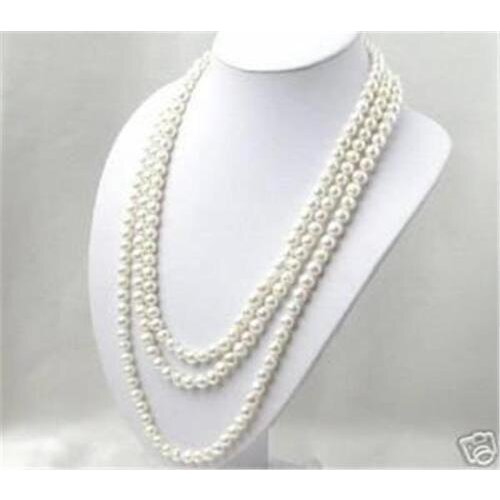SUPER LONG 120 cm 8-9MM WHITE AKOYA CULTURED PEARL NECKLACE