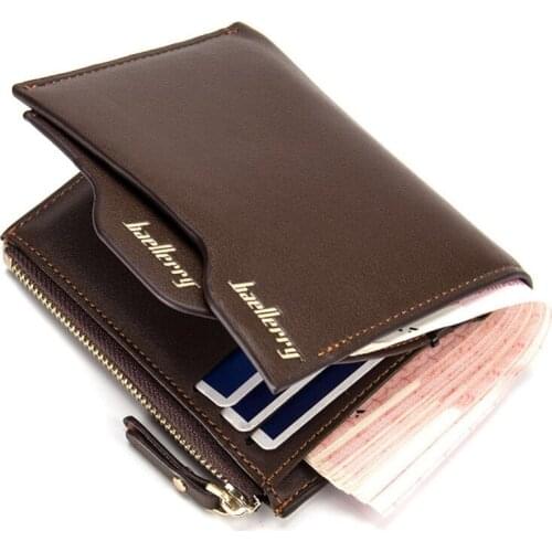 Leisure Mens Zipper Wallet Multiple Card Slots Short Purses with Removable Card Holder Portable Coin Bag WB31