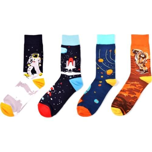 Funky Cotton Astronaut Happy Skateboard Cool Creative Short Socks Crew Women Men Couple Socks Novelty Funny Streetwear Socks