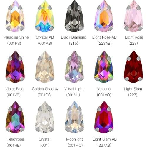 High Quality Glass Crystal Stone Beads Arts And Crafts Decorative Sew On And Crystals With Silver Base Claw For Crafts Clothing