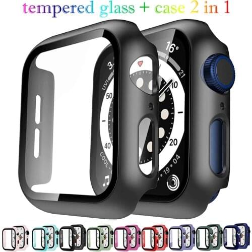 Glass+case For Apple Watch serie 6 5 4 3 SE 44mm 40mm iWatch Case 42mm 38mm bumper Screen Protector+cover apple watch Accessorie