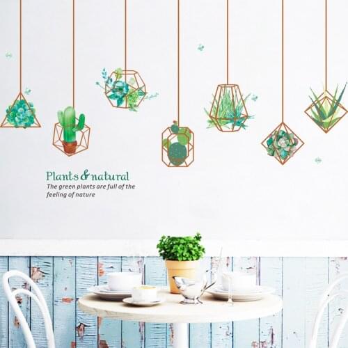 Green plant bonsai flower butterfly Wall Stickers Plant Wall Decals for Living Room Bedroom Decoration Home Decor Sticker art