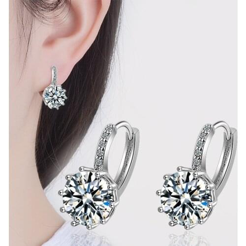 Personality Female Jewelry 925 Silver Multicolor Mosaic AAA Round Cut CZ Zircon Crystal Plata Earring for Women Pendientes
