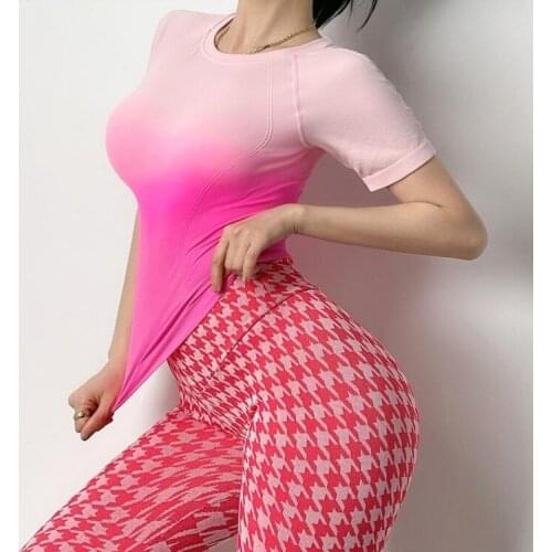 Gym Womens Sport Shirts Quick Dry Running T-shirt Sleeve Fitness Clothes Tees & Tops High stretch Yoga short sleeve