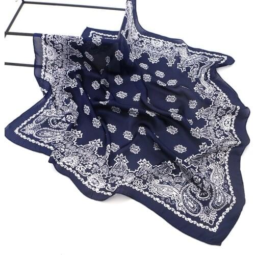 70cm Bandana Head Scarf Fashion Paisley Print Kerchief Silk Satin Bag Scarves Female Cute Headband Small Neck Scarfs For Ladies