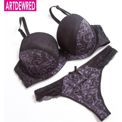 ARTDEWRED Embroidery DE France Large Size Bra Brief Sets Cotton Sexy Women Bra Set Push Up Lace Underwear Big Panty Set