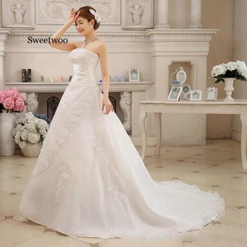 Vestidos De Novia White party Dresses Strapless Ruched Beaded Embroidery Elegant Dresses With Sweep Train