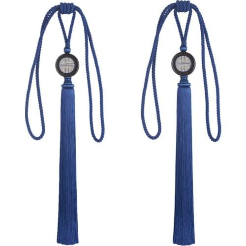 1 pair curtain tieback high class Chinese embroidered wood luxury boutique curtain tie tied rope tassel hanging ear tieback N106