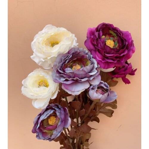3 heads Italian Tea Rose Artificial Silk Flowers Home Floral Arrangement Ornaments Wedding Party Decoration Fake Flowers