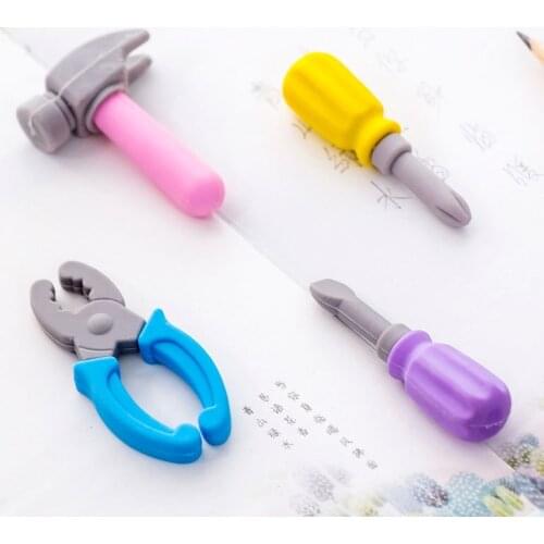 5pcs/set Repair Tool Pencils Eraser Hammer Pliers Screwdriver Stationery Eraser for Kids Rubber Set Office School Supplies