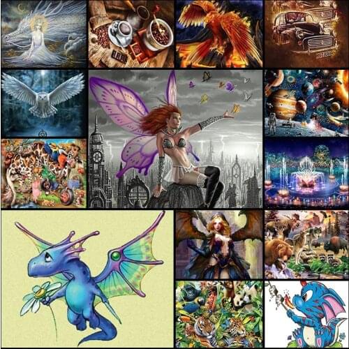Diamond painting 5d embroidery full square Cross stitch Animal dragon car bird tiger bear owl landscape planet Mosaic home decor
