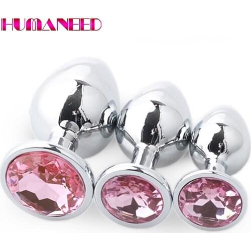 Small Size Stainless Steel Anal Plug Sex Toy for Adult Bondage Restraints Women Men Gay Expand Butt Plug with Multicolor Diamond