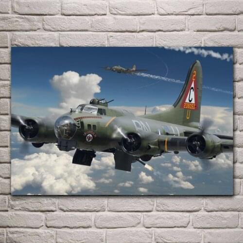 Aircraft airplane fighter military model boeing b 17 flying fortress KA004 room home wall modern art decor wood frame poster