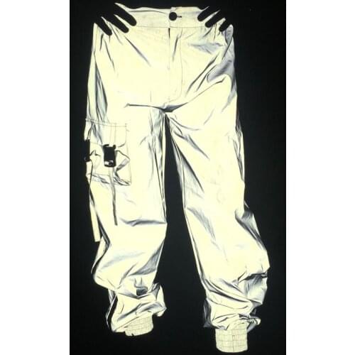 Autumn women hip hop punk reflective cargo pants side zipper breathable joggers men elastic waist casual camouflage trousers 3XL