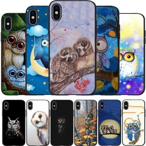Lovely Owl black Phone Case For iPhone 11 XR XS Max 7 8 6 6S Plus 5 5S SE 2020 Back Cover For iPhone 11 Pro Shell