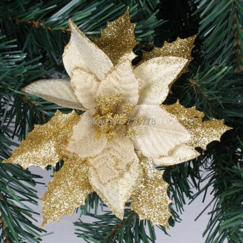 17CM 3 colors available Christmas tree decoration flower high quality Xmas flower decoration artificial poinsettia flower
