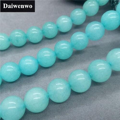 Cyan ICY Jade Chalcedony Beads Stone Round 4-12mm Gemstone Loose Spacer DIY