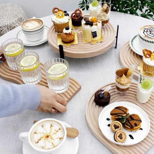 Wood Water Ripple Board Chopping Block Trays Burlywood Color Coffee Afternoon Supplier Dessert Plate Table Decoration